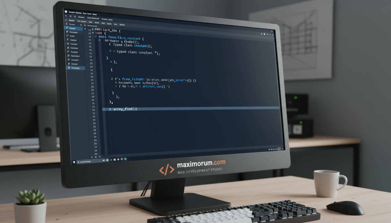 PHP 8.3 Laravel upgrade — code editor in a technical office