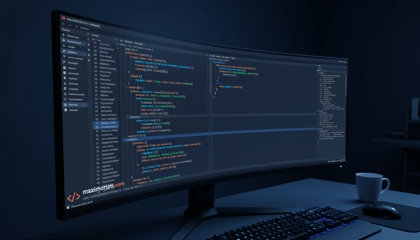 PHP 8.3 code editor on a developer workstation — MaxiMoruM