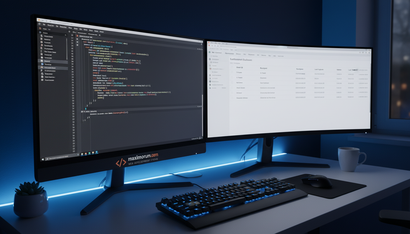 Laravel developer workstation with Nova Poshta API integration code on screen
