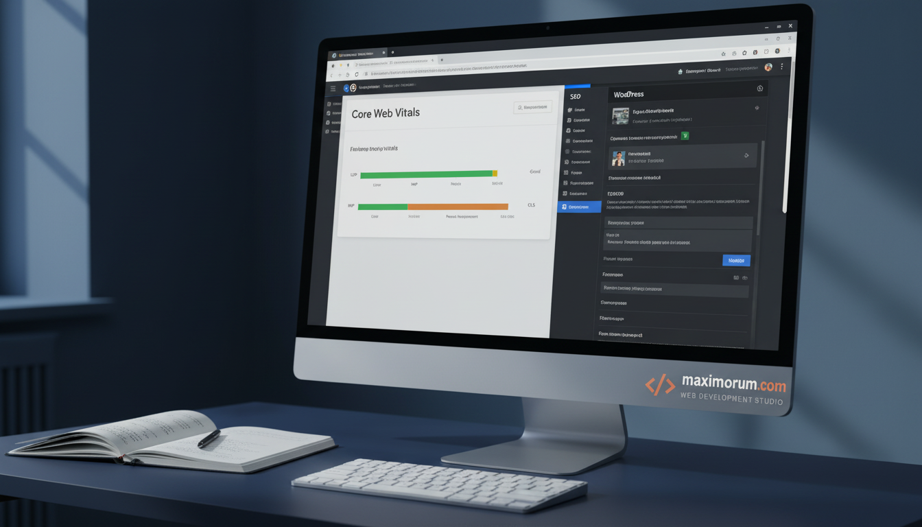 Google Search Console з показниками Core Web Vitals та WordPress SEO-налаштуваннями
