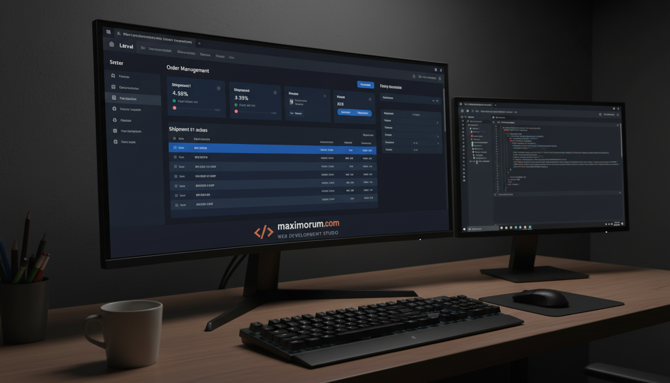 Laravel Filament admin panel dashboard on a developer workstation