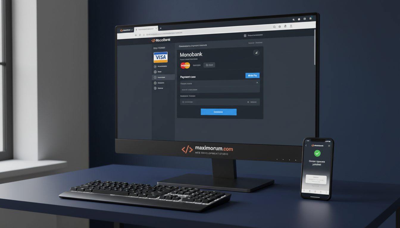 Monobank платіжна форма на сторінці WooCommerce checkout із опціями Apple Pay та картки