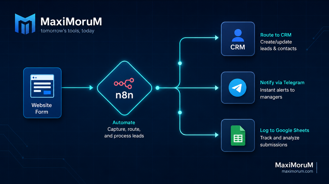 Automating Website Lead Processing with n8n — MaxiMoruM