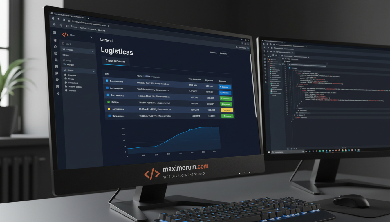 Laravel-дашборд із панеллю відстеження відправлень Nova Poshta на моніторі розробника