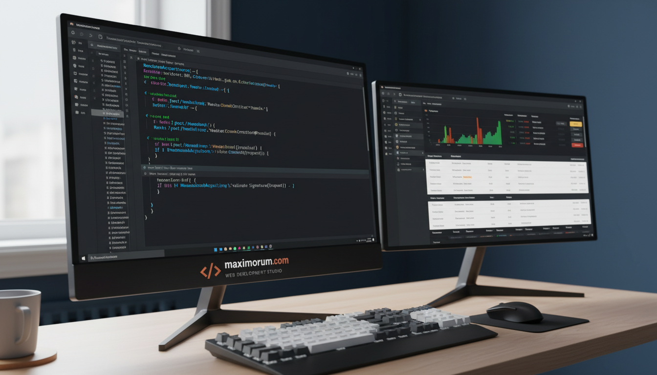 Laravel Monobank API integration — developer workstation with payment code