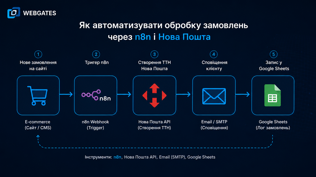 Як автоматизувати обробку замовлень через n8n і Нова Пошта