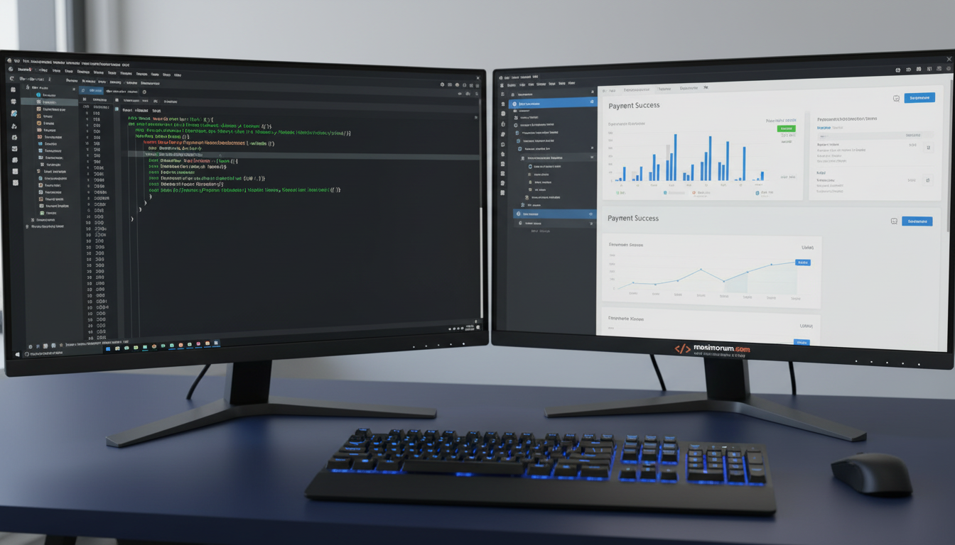 Laravel LiqPay integration — developer workstation with payment dashboard
